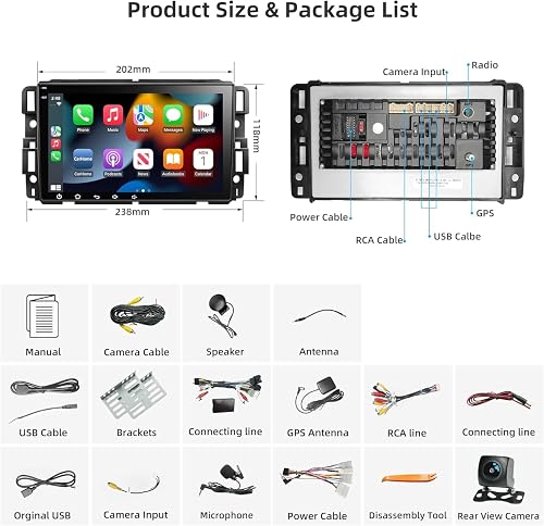 Car Stereo Upgrade For 2007-2012 GMC Sierra Acadia Chevrolet Chevy Silverado Impala Enclave Yukon, 8\" IPS Touchscreen Car Radio With GPS Wireless CarPlay/Android Auto,GPS WiFi Backup Camera/DSP/SWC