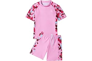 Kids' Rash Guard Sets for Boys and Girls Short-Sleeved T-Shirt and Shorts Swimsuit Quick-Dry Surfwear