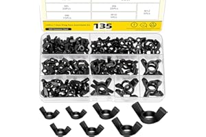 Mardatt 135Pcs Metric Butterfly Wing Nuts Assortment Set, M3-M12, Carbon Steel, Black