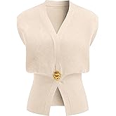 Zoziiee Womens Sleeveless Sweater Vest Deep V Neck Button Down Waist Cinched Knit Trendy Solid Pullover Tank Tops