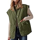 Cicy Bell Womens Puffer Quilted Vest Lightweight Stand Collar Cap Sleeve Jackets Button Down Padded Gilet Winter Outerwear