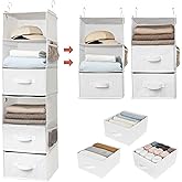 GRANNY SAYS 6-Shelf Hanging Organizer for Closet, Separable to 2 Pack 3-Shelf Hanging Shelves, Organization and Storage with 3 Different Drawers, 4 Side Pockets, White, 1-Pack
