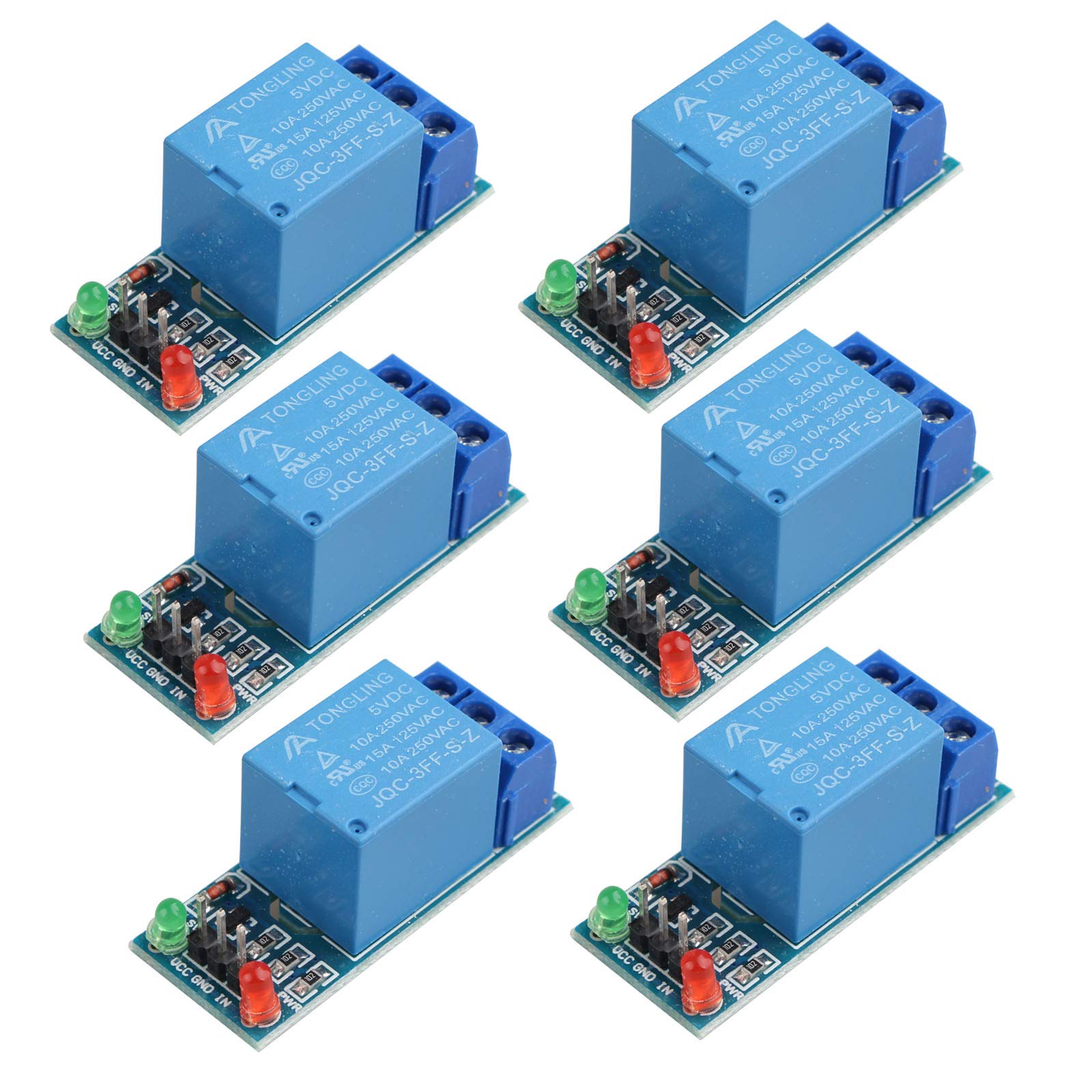 HALJIA 6PCS 1 Channel 5V Relay Expansion Module Board Shield Low Level Trigger Universal Blue Terminal High Performance Compatible with Arduino Uno 1280 2560 ARM PIC AVR DSP MCU