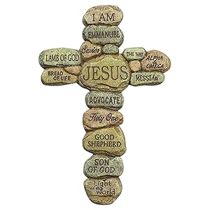 Dicksons Names of Jesus Christ Pebble 10 Inch Resin Decorative Hanging Wall Cross