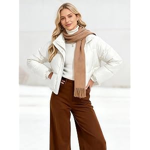 Women Cropped Puffer Jacket Stand Collar Short Winter Coat Waterproof | Waterproof short faux leather