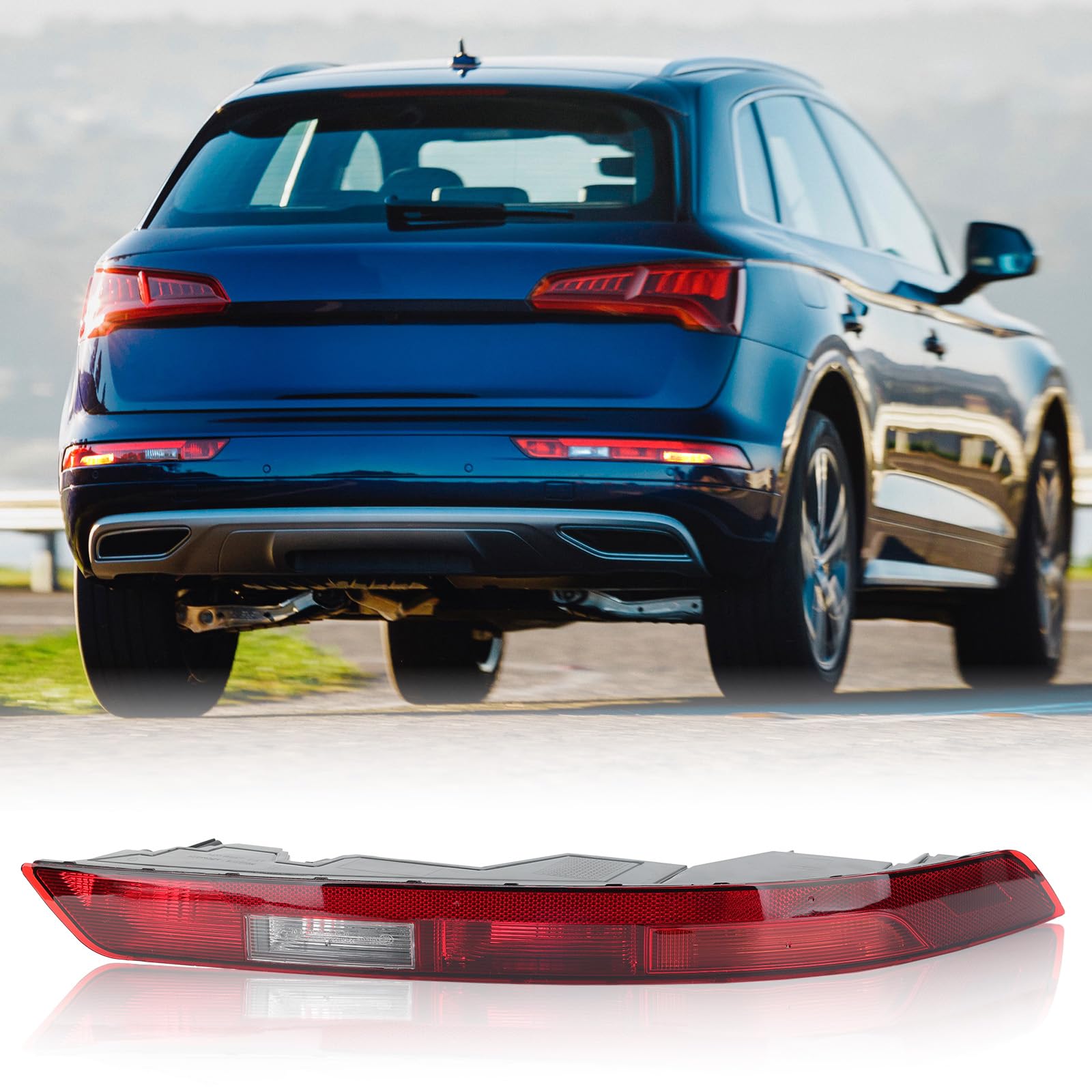 Photo 1 of **MISSING INSTRUCTIONS & HARDWARE** Clidr Rear Bumper Light Compatible with 2018 2019 2020 2021 Audi Q5 US Version Rear Bumper Reflector Lower Tail Light Replaces 80A945070A Right Passenger Side