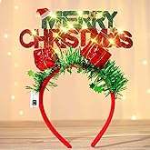 Metisee Light Up Christmas Headband LED Glow Xmas Hairband Holidays Party Hair Accessories for Women