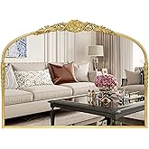 G-LEAF Vintage Baroque Mirror 40"X30", Mantel Victorian Antique Farmhouse Mirror with Gold Ornate Metal Frame for Fireplace E