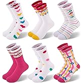 Comfoex Kids Girls Socks Novelty Funny Colorful Socks Fashion Cute Cotton Crew Socks For Kids 4-10 Years Old 6 Pairs