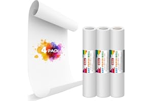 Belleur 4 Pack Easel Paper Roll, 12" X 600" (50ft) Craft Paper Roll, White Easel Paper Replacement, Paper Roll for Kids Easel, Ideal Art Paper Roll for DIY Crafts, Drawing, Packing, Gift Wrapping