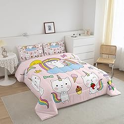 Feelyou Unicorn Cat Bedding Set Cartoon Unicorn