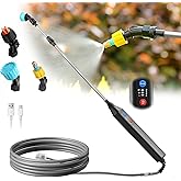 SideKing 23.6" Battery Powered Sprayer Wand, 2025 Upgraded Electric Sprayer Telescopic Wand with 3 Spray Forces, Battery Indicator, 16.4FT Hose, 3 Mist Nozzles for Lawn and Garden