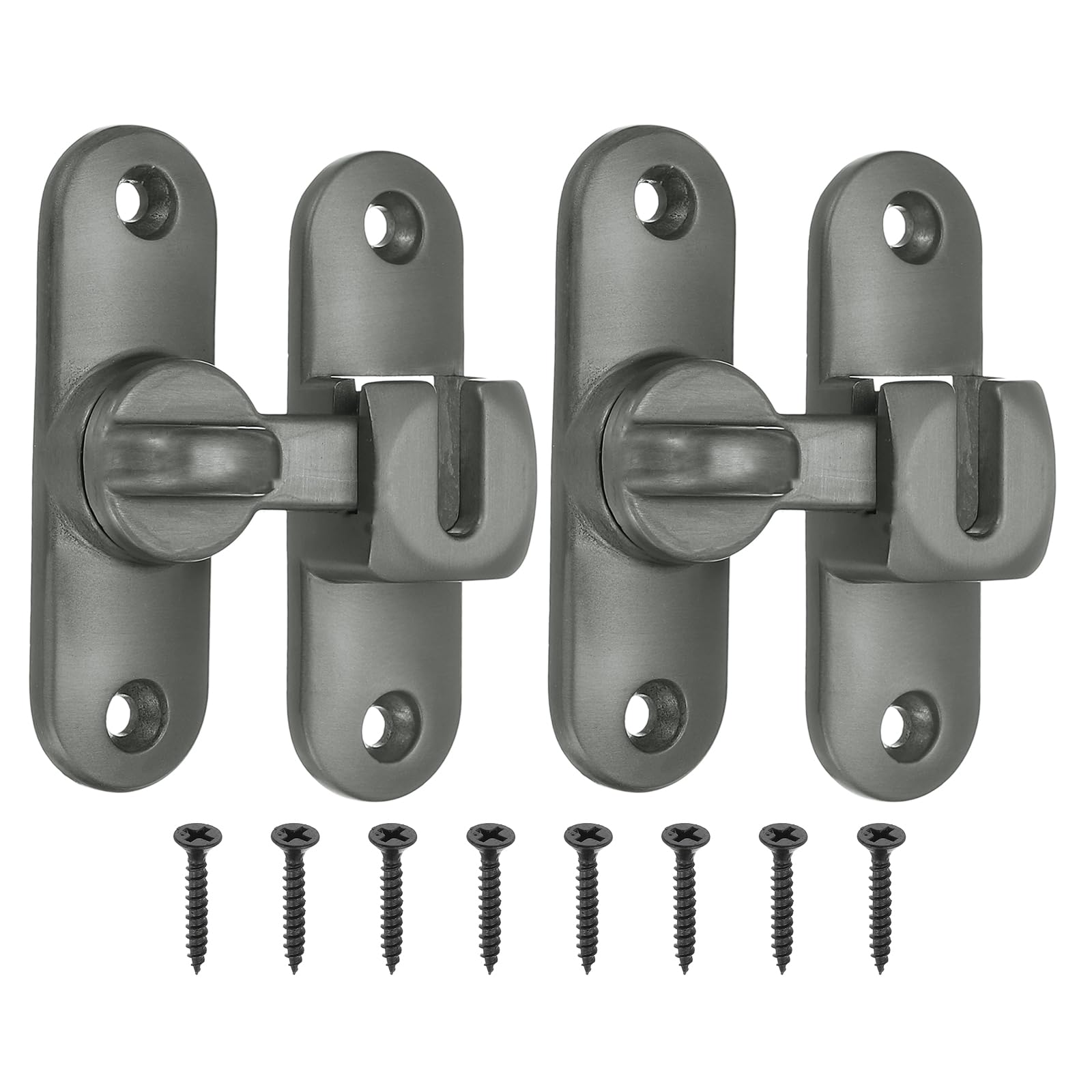 PATIKIL 2 Pack Flip Sliding Door Latch Safety Bar Gate Lock Hardware for Cabinet Bathroom Bedroom Garden, Grey