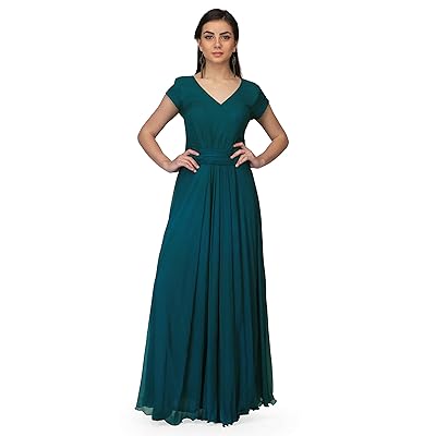 Miracolos by Ruchi Womens Chiffon Maxi Draped Bahrain | Ubuy