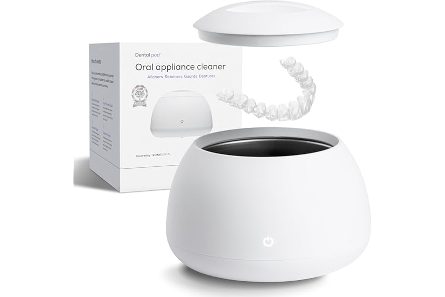 Zima Dental Pod: Ultrasonic Retainer Cleaner. The Original Retainer Cleaner Machine, Aligner Cleaner, Nightguard Cleaner, Mouthguard Cleaner, Denture Cleaner. Ultrasonic Cleaner For Oral Dental Care