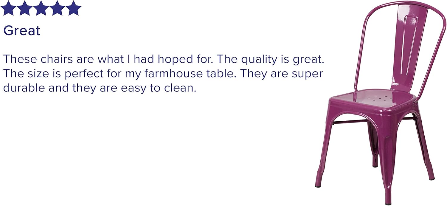 Flash Furniture Commercial Grade Purple Metal Indoor-Outdoor Stackable Chair : Garden & Outdoor