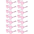 Flutesan 42 Pairs Valentine's Day Heart Shaped Sunglasses Bulk for Women Rimless Glasses Valentine Party Favor