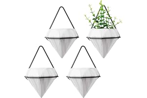 T4U Diamond Wall Planter Indoor, Set of 4 Geometric Wall Mounted Plant Holder Vase, Ceramic Succulent Air Plant Flower Pots Cactus Faux Plants Containers, White Modern Decor for Home and Office