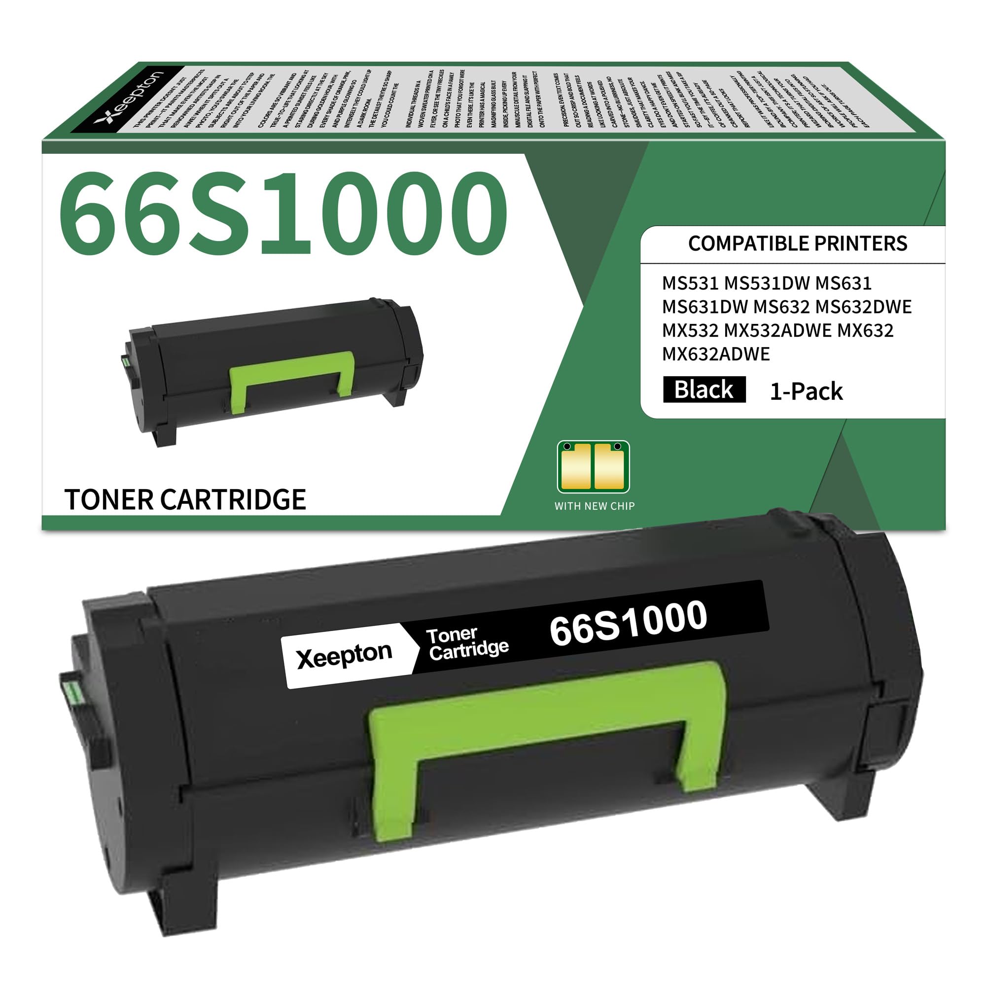 Photo 1 of Xeepton 66S1000 Black Toner Cartridge (with Chip) Replacement for Lexmark MS531 66S1000 Toner for MS531dw MS631dw MS632dwe MX532adwe MX632adwe Printer, 1-Pack
