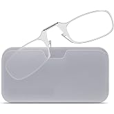 ThinOptics Pod Reading Glasses - Slim Armless Pocket Readers - White, Clear 1.5x