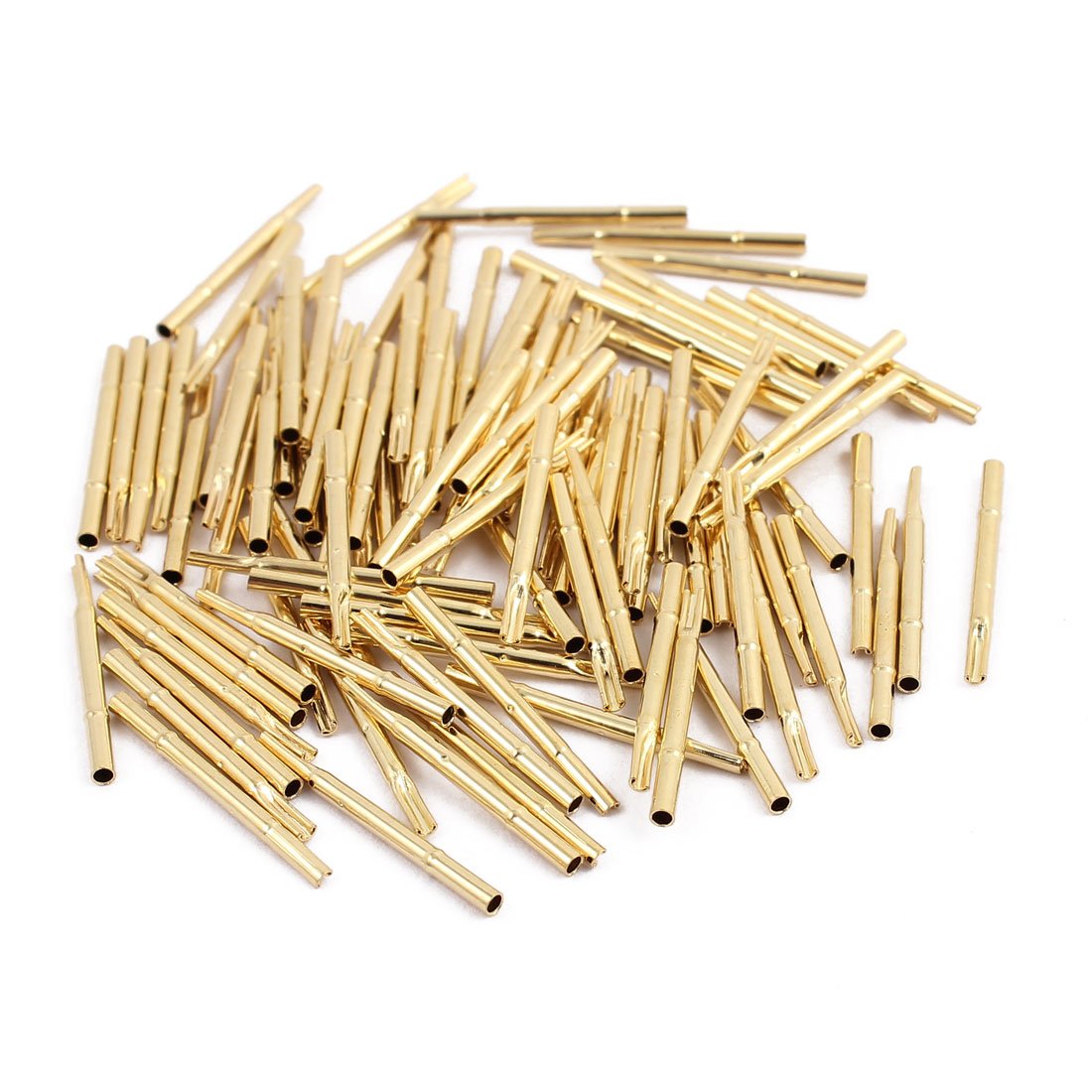sourcingmap 100pcs R75-3S 1.3mm Dia 17.5mm Length Metal Test Probe Needle Cover Gold Plated