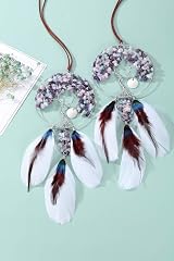 Jovivi Dream Catcher Wall Art Tree of Life Crystals Purple Pink Blue view 2