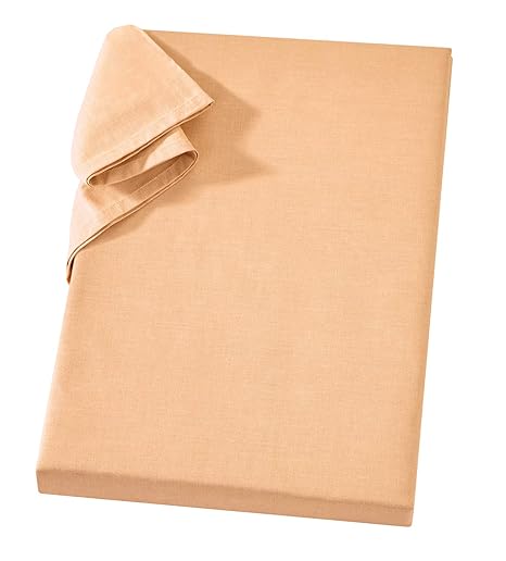 Carpe Sonno Formstabiles Linonhaustuch ohne Gummizug 150 x 250 cm Apricot 100% Baumwolle Vielseitige Tischdecke Haustuch Sofa