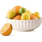 Opeikla Large Ceramic Fruit Bowl for Kitchen Counter, 10-Inch White Fruit and Vegetable Bowl, Decorative Serving Bowl for Home