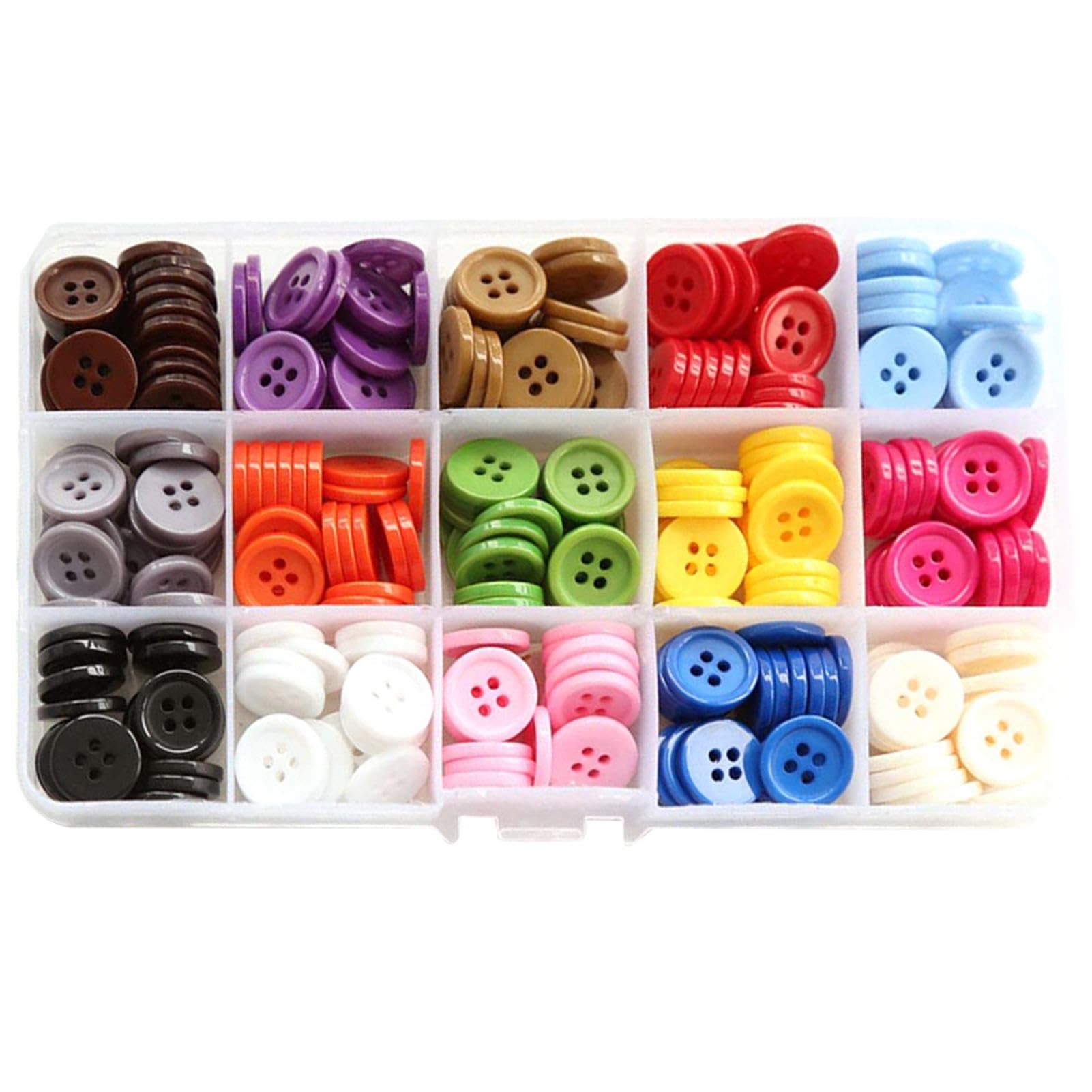 Divono 300 Pcs Colourful Buttons,4 Holes 15mm Buttons For Knitting Colorful Craft Buttons Sewing Craft Buttons With Storage Box For Cardigans,Sewing,Knitting,Crafts,Diy Handmade(as shown)