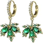 Vintage Crystal Maple Leaf Drop Earrings - Rhinestone Leaf Hoop Earrings for Women