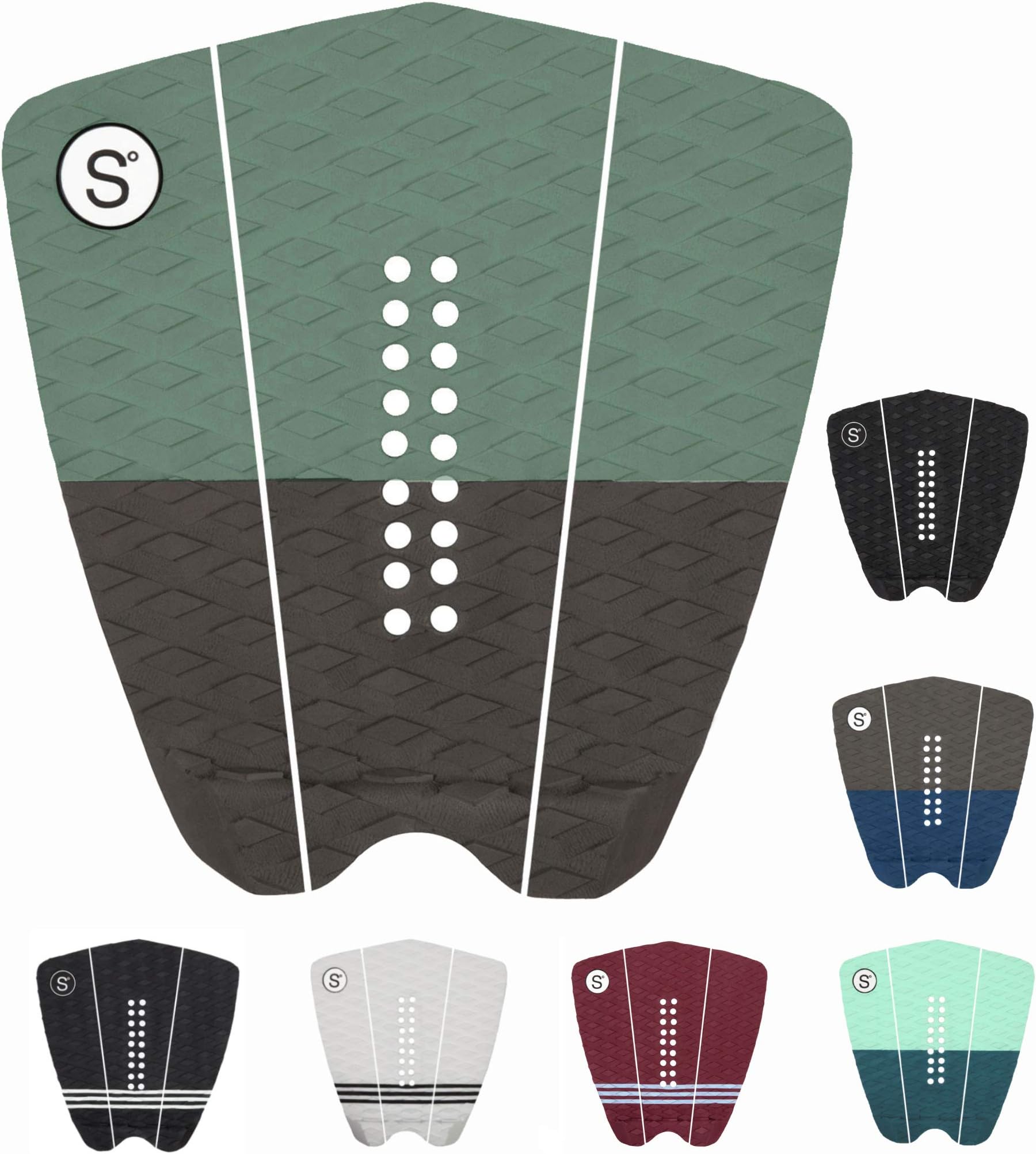 SYMPL Surfboard Traction Pad 3-Piece Deck Pad for Surfing, Skimboarding, Maximum Grip, 3M Adhesive - Fits Surfboards, Skimboard, Longboard