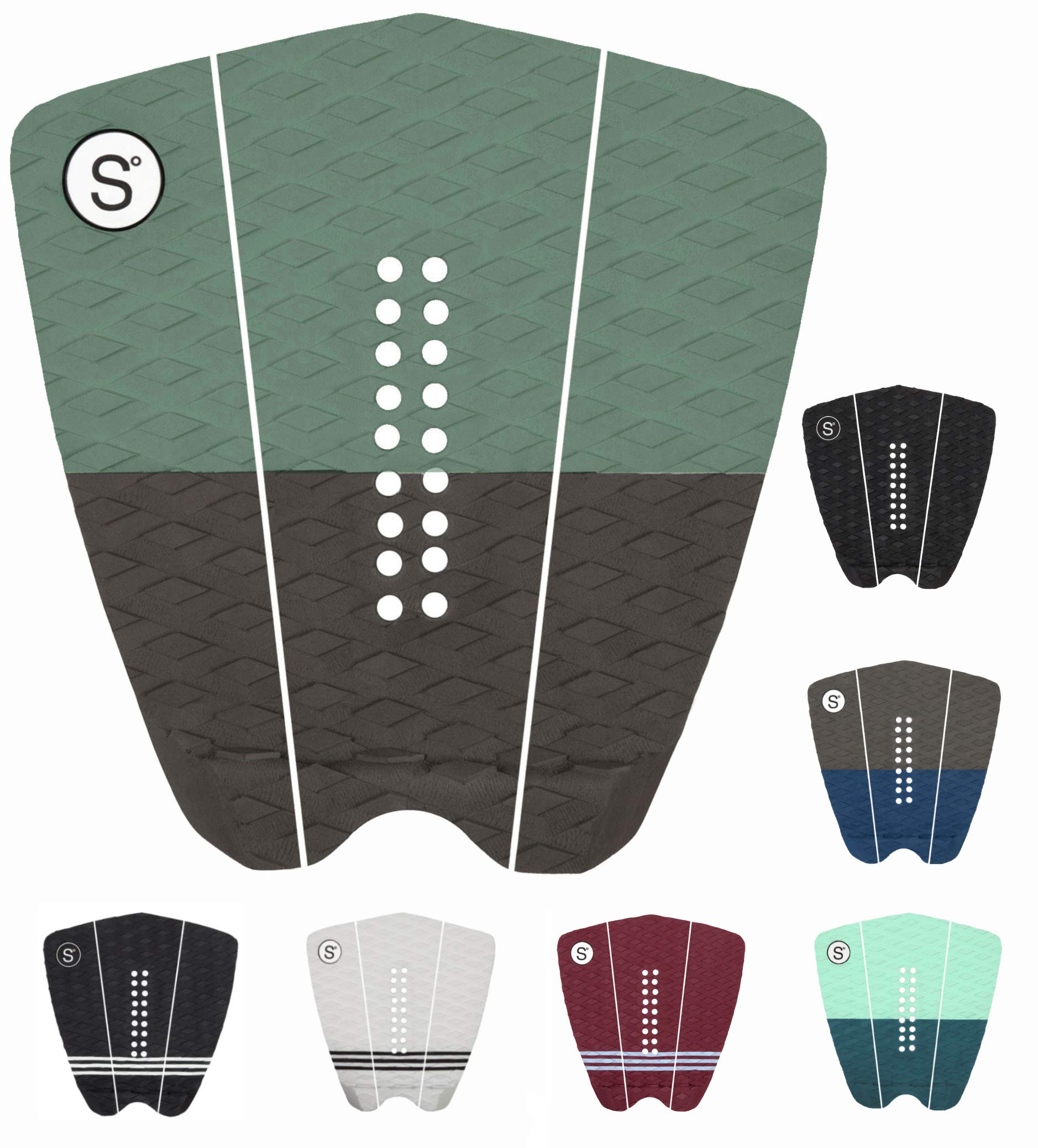 SYMPL Surfboard Traction Pad 3-Piece Deck Pad for Surfing, Skimboarding, Maximum Grip, 3M Adhesive - Fits Surfboards, Skimboard, Longboard