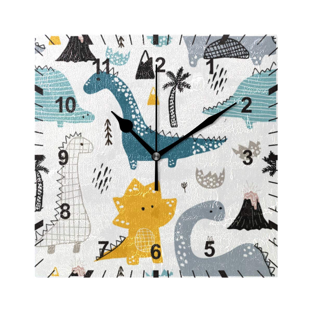 ISAOA Non Ticking Silent Wall Clock,Childish Lovely Dinosaur Wall Clock Art Decor for the Dining Room, Living Room, Bedroom, Office,School