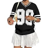 Jersey Shirts for Women Y2k Graphic Number Shirt Oversized V Neck Shirts Casual Streetwear Summer Tops
