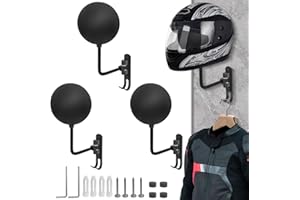 VUAOHIY Motorcycle Helmet Rack, Helmet Holder Wall Mount 180° Rotation Hanger with 2 Hook for Coats, Caps, Motorcycle Accessories