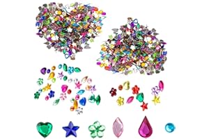 Lot de 1200 pierres précieuses en acrylique à dos plat, pour loisirs créatifs, fabrication de bijoux, 6 formes