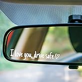 Upgrade I Love You Drive Safe Mirror Stickers, 3 Pcs Cute Car Stickers for Women, Vinyl Car Decal for Rearview Mirror Window Windshield, Funny Car Accessories Valentines Day Gifts for Her, Him (White)