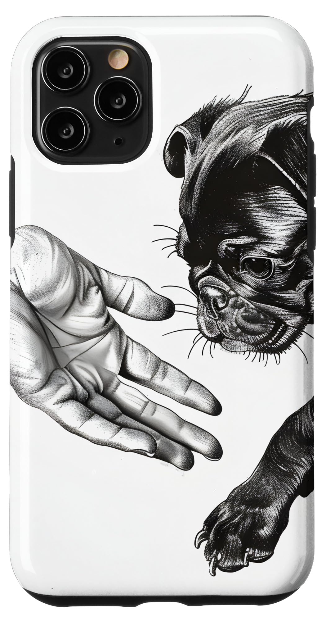 iPhone 11 Pro Aesthetic Black & White Dog Paw Pug Case