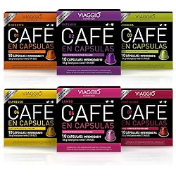 Viaggio Espresso Cápsulas de café compatibles con máquinas Nespresso Selección sin descafeinado (60 Cápsulas)