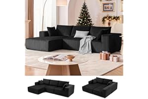 WETURE 108” Modular Sectional Sofa, Cloud Sectional Couch with Deep Seat, Modern Modular L-Shape Sofa Couch with Chaise,Upholstered Boneless Couches for Living Room Bedroom (Black, Left Facing Chaise)