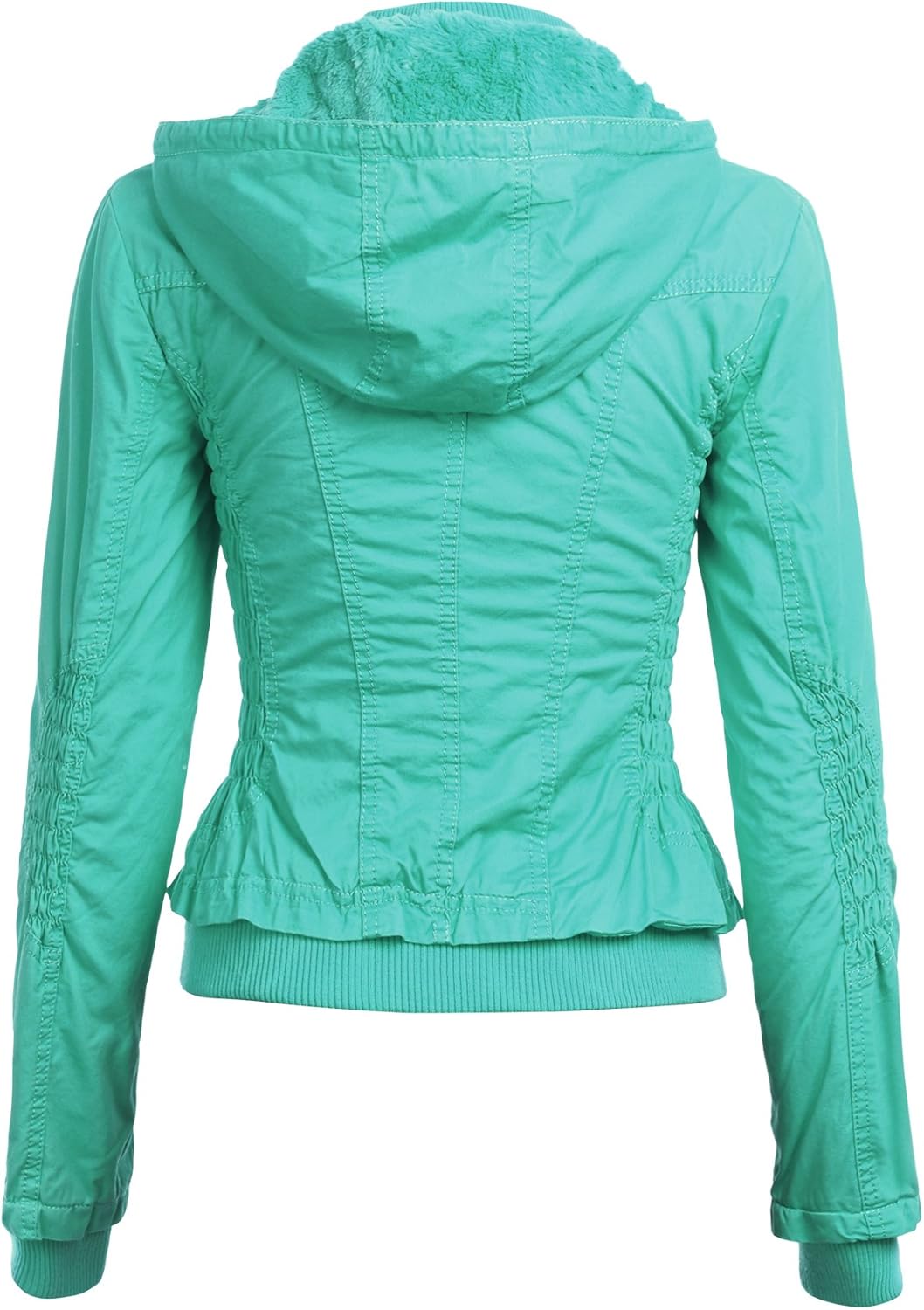 WJC666 Womens Gather Up Bomber Jacket S TURQUOISE Casual Jackets Women