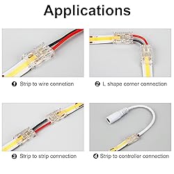 RGBZONE 12Pcs 2pin 8mm COB LED Connectors Strip to