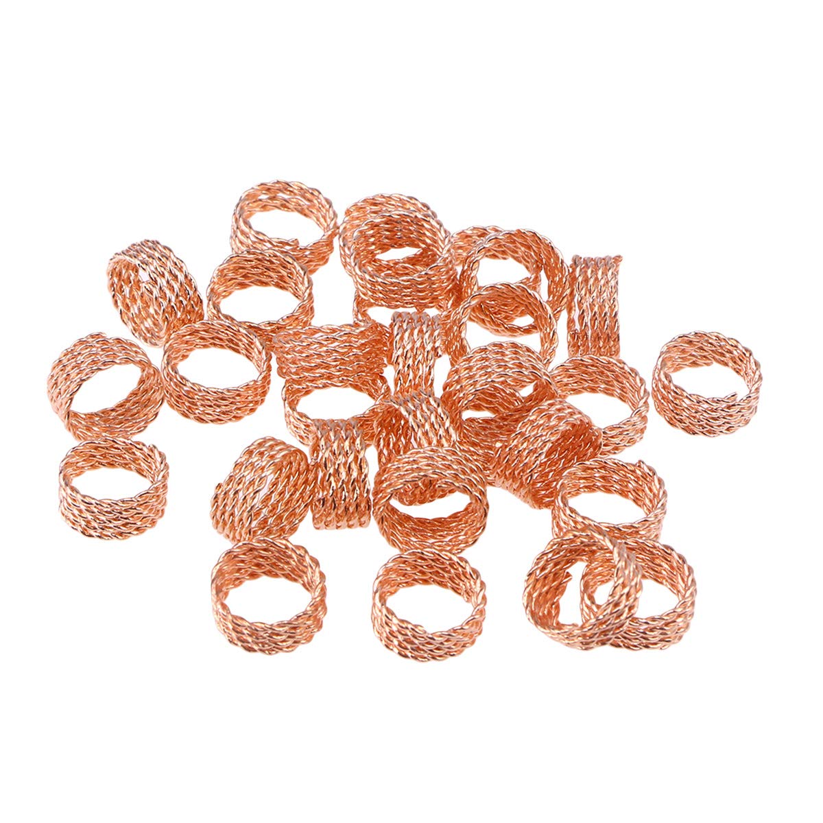 Frcolor Dreadlocks Beads Metal Hair Cuffs Hair Filigree Tube 30Pcs (Rose Gold)