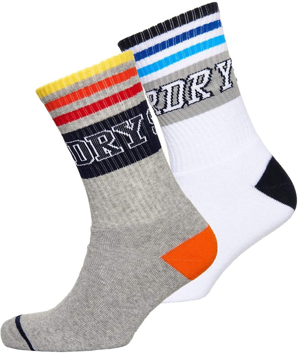 Superdry Men's Synthetic Calf Socks (Pack of 2) (M31102NT_Grey Marl