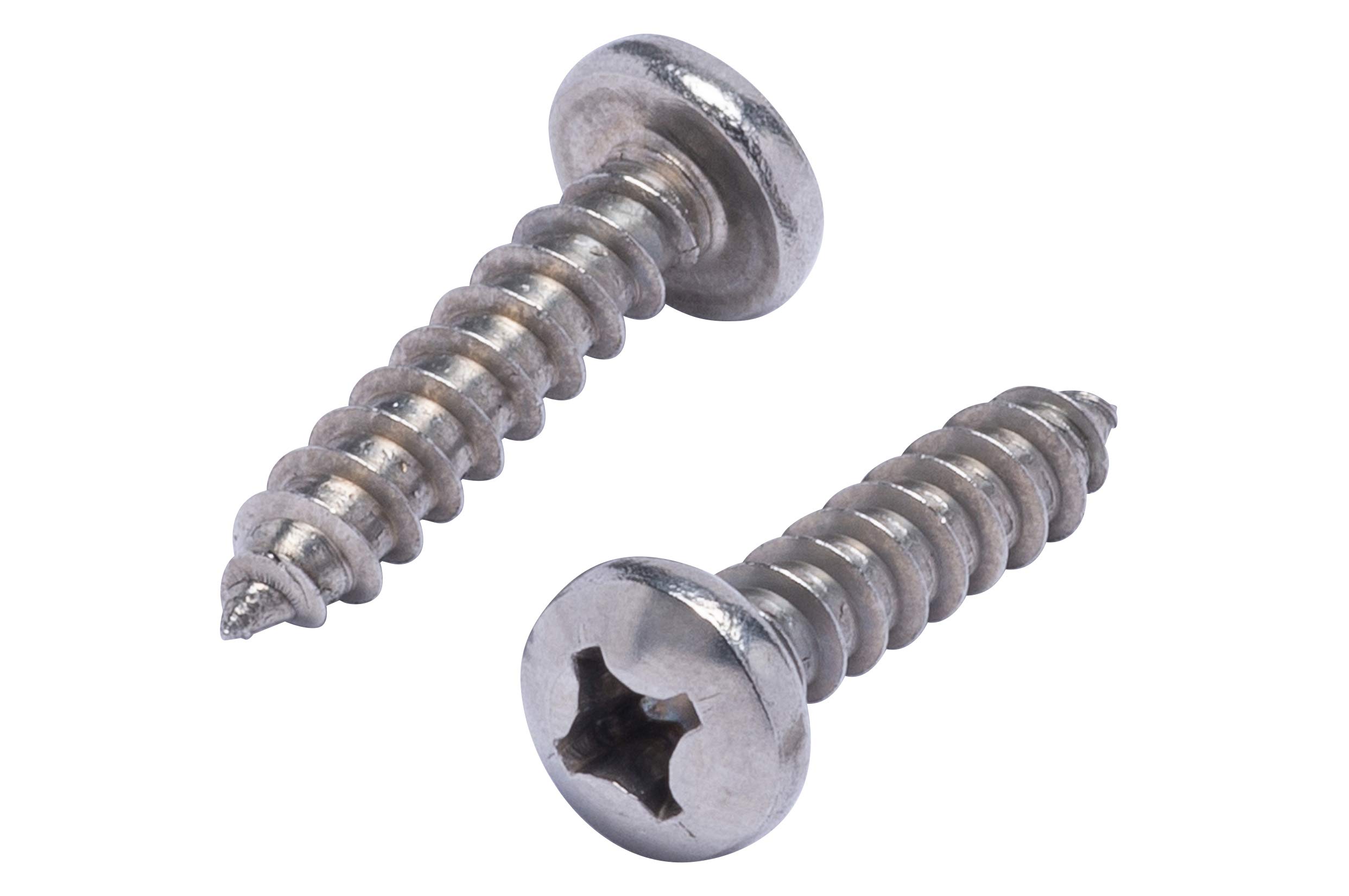 #12 X 1" Stainless Pan Head Phillips Wood Screw, (50pc), 18-8 (304) Stainless Steel Screws by Bolt Dropper