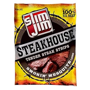 Slim Jim Steakhouse Strips, Smokin’ Mesquite, 3.15-Ounce