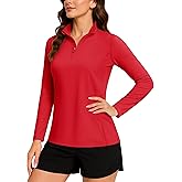 TACVASEN Women's Quarter Zip Pullover Golf Shirts UPF 50+ Long Sleeve Sun Shirts UV Protection Workout Tops