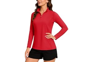 TACVASEN Women's Quarter Zip Pullover Golf Shirts UPF 50+ Long Sleeve Sun Shirts UV Protection Workout Tops