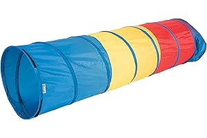 Pacific Play Tents Kids Find Me Multi Color 6 Foot Crawl Tunnel - Red, Yellow & Blue, 6'L x 19"T