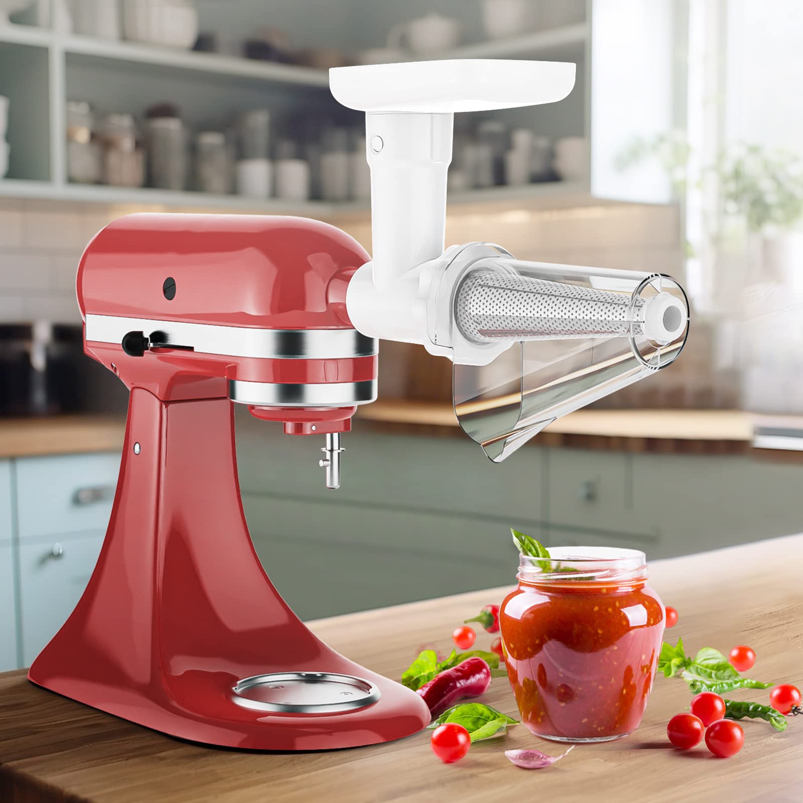 Fruit & Vegetable Strainer Attachment Set for Kitchenaid Stand Mixer, Includes Food Grinder Attachment with Sausage Stuffer Tubes and Juicer Auger, Meat Grinder Attachment for Kitchenaid by InnoMoon